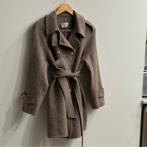 Elegant Double-Breasted Wool Trench Coat